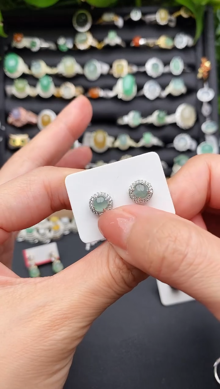 【闪购商品】翡翠戒指银S925镶嵌缅甸翡翠A货333  3-4