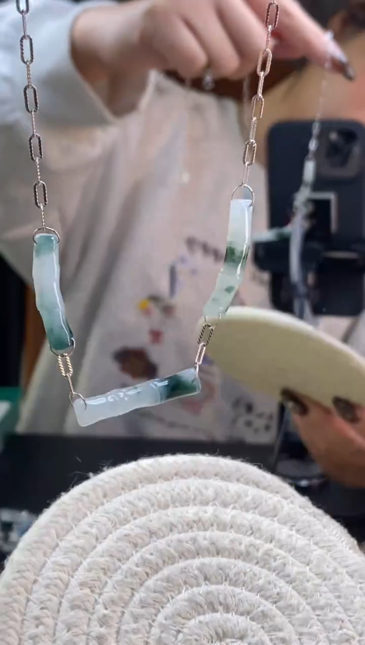 颈饰银S925镶嵌翡翠19461