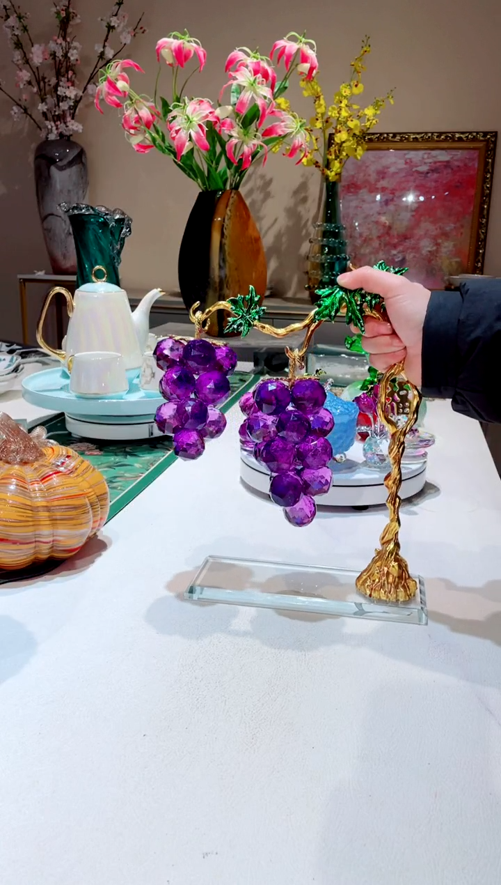 【闪购商品】琉璃手工艺品   珐琅彩两串大葡萄树