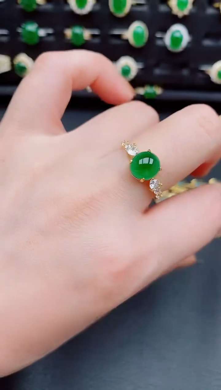 【闪购商品】翡翠戒指银S925镶嵌天然a货翡翠145