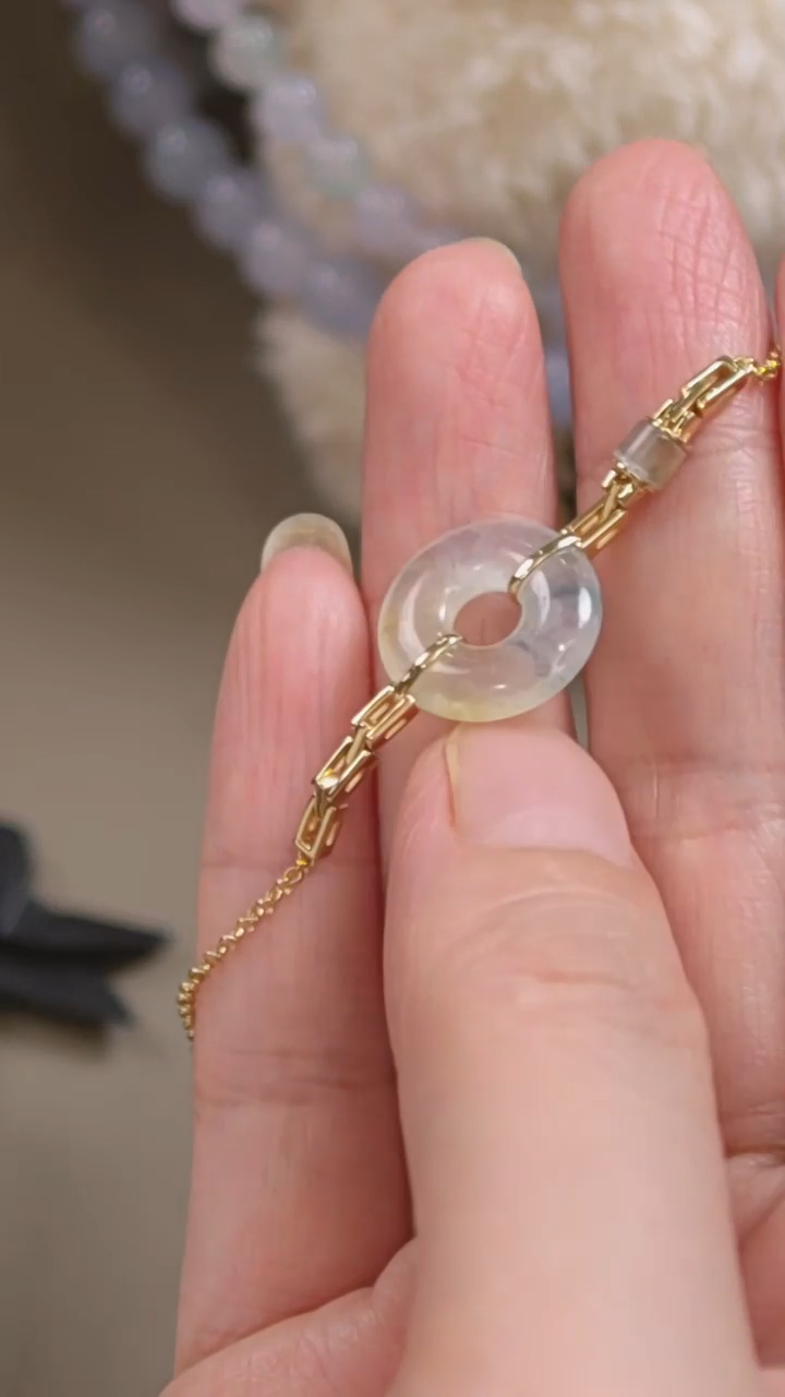 18K金镶嵌手链翡翠天然缅甸翡翠吊坠