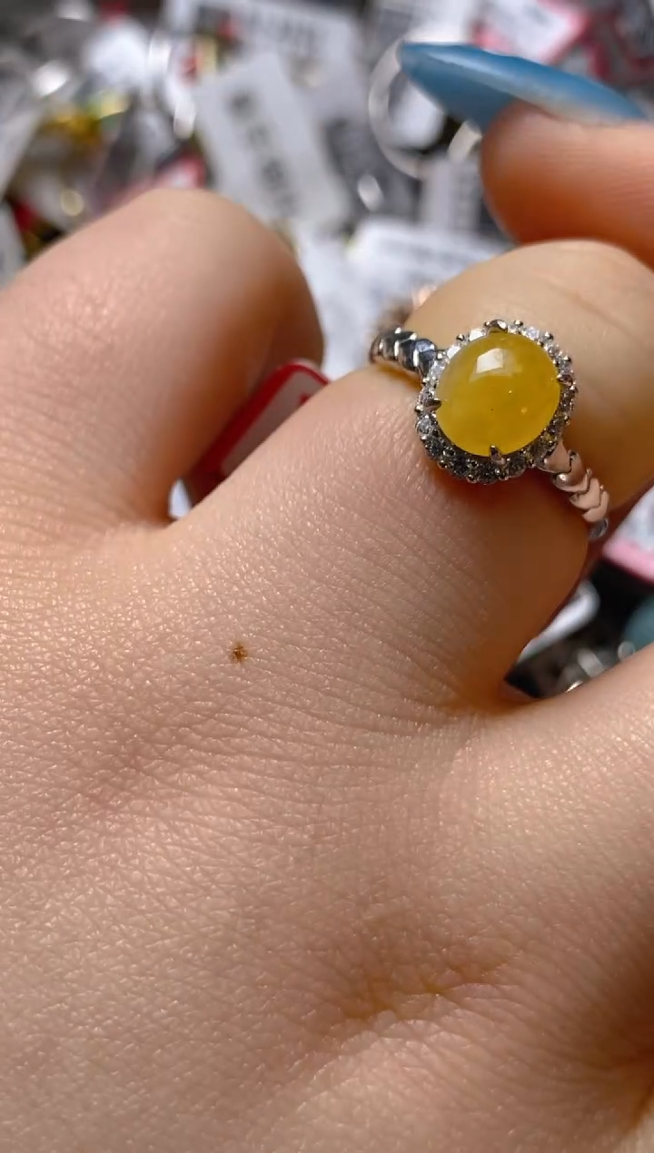 银S925镶嵌戒指翡翠百内无证书