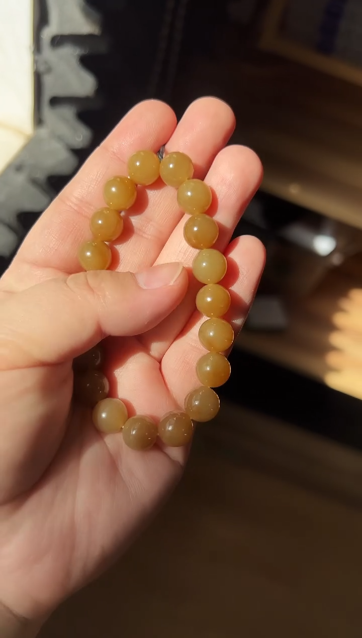 未镶嵌手串和田玉且末料金山糖手串卡10
