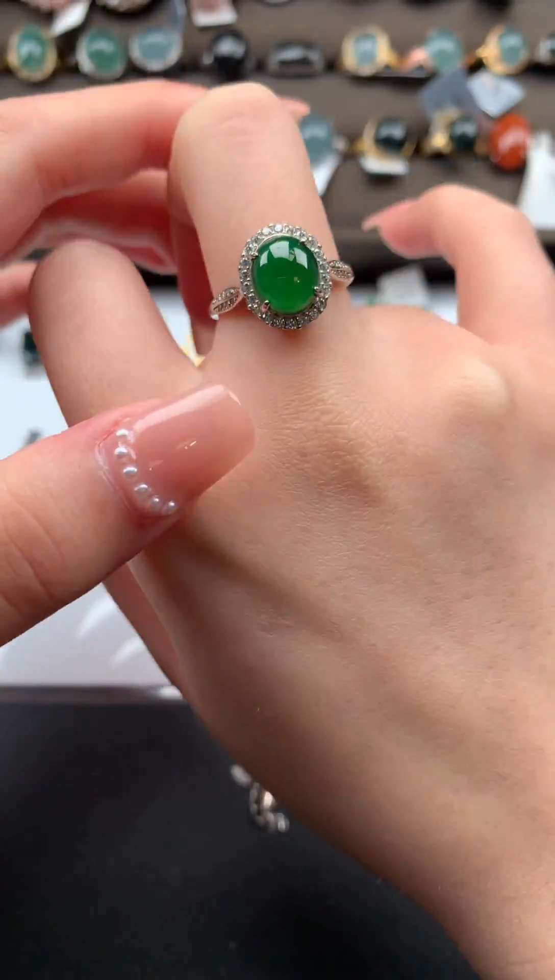 【闪购商品】翡翠戒指银S925镶嵌52114