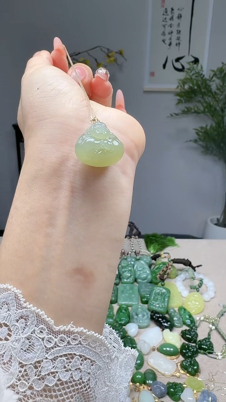 吊坠(不含链)18K金镶嵌和田玉1