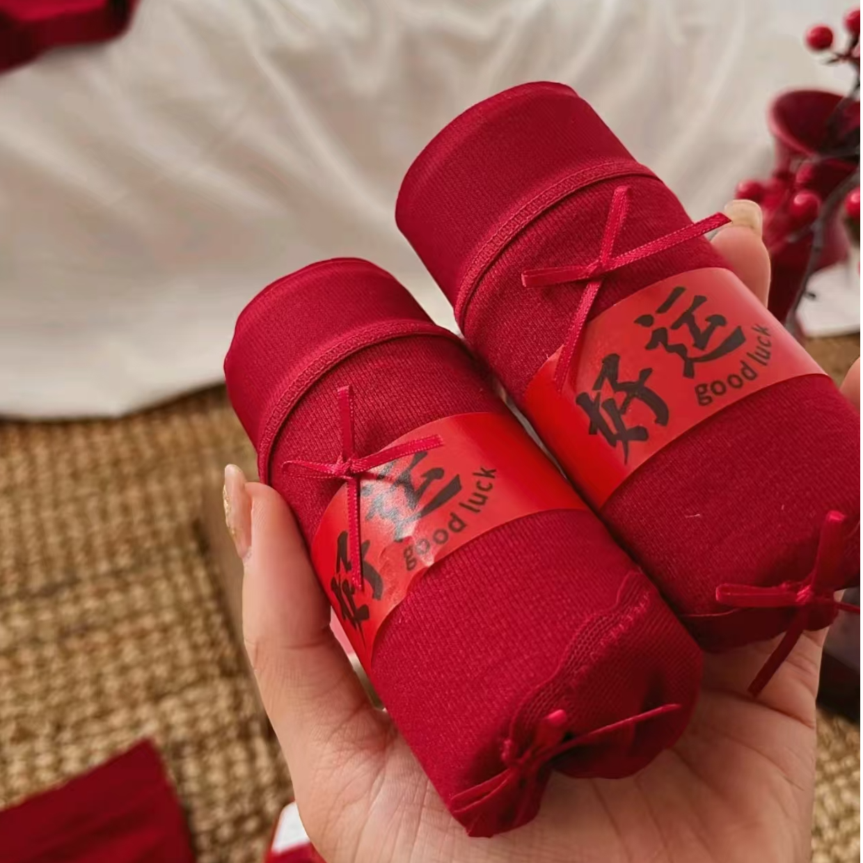 严选福利 女士好运缠身红色内裤三角裤舒适透气内裤巨2646