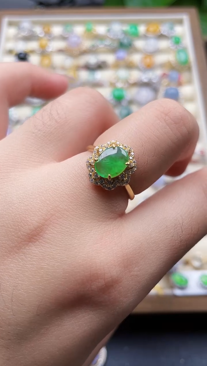 银S925镶嵌戒指翡翠25