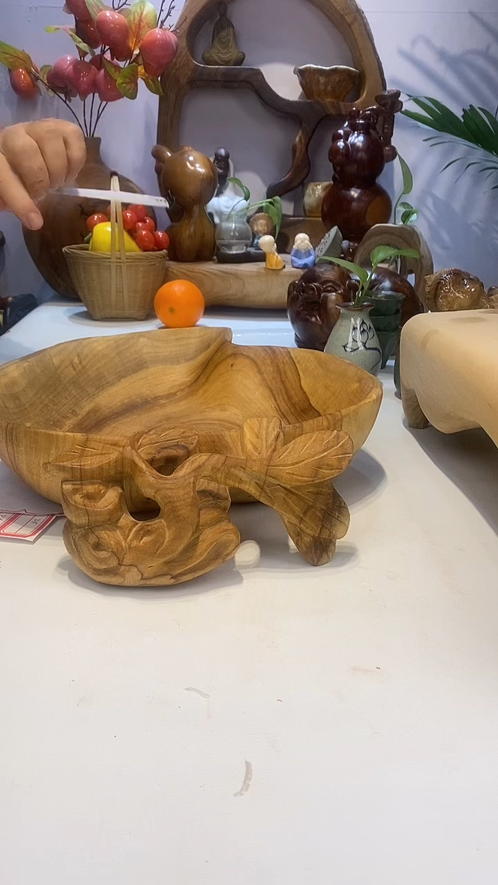 【闪购商品】香樟木A12寿桃果盆36*30*10