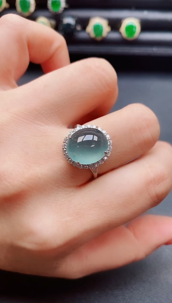 翡翠戒指银S925镶嵌8050