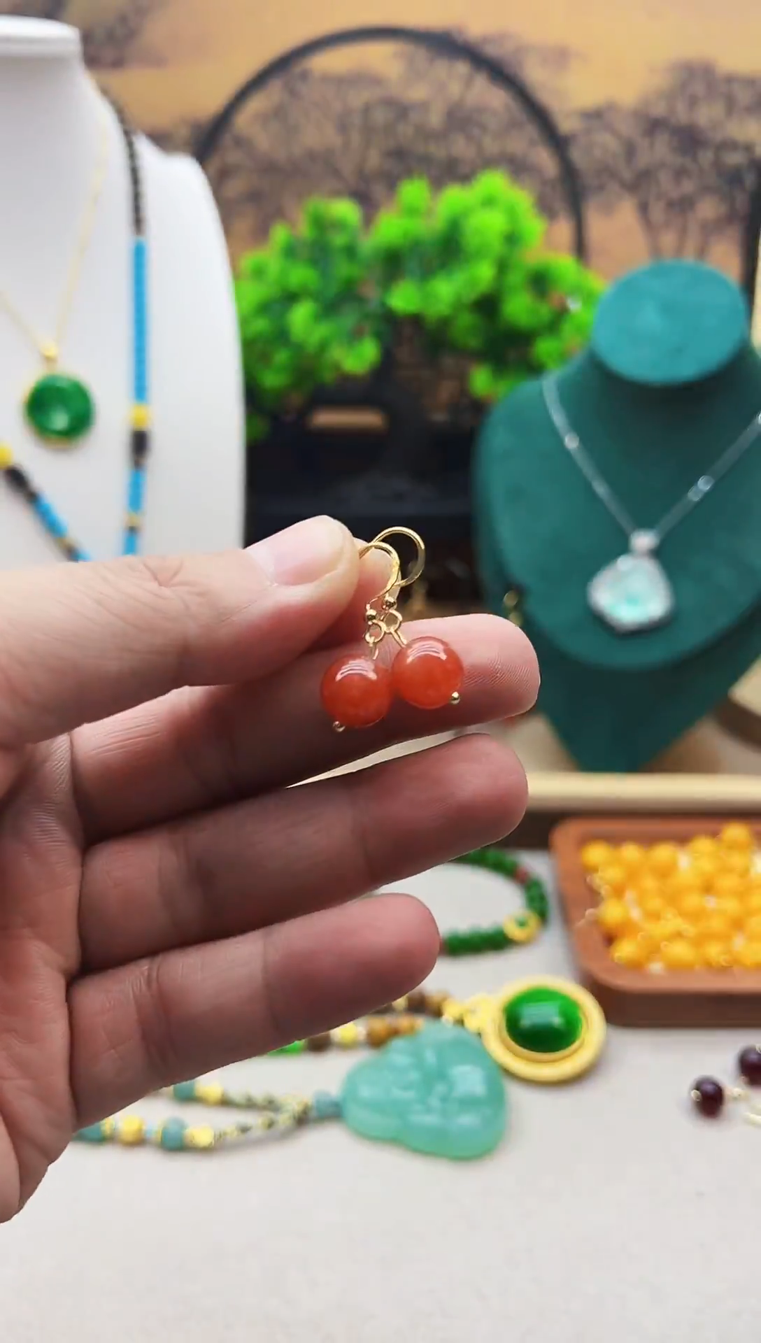 【闪购商品】翡翠耳饰14K金镶嵌E386  