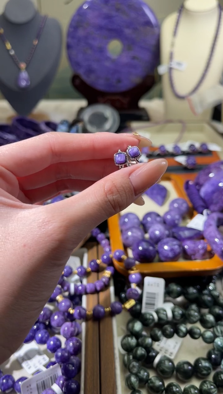 未镶嵌查罗石（紫龙晶）耳扣1