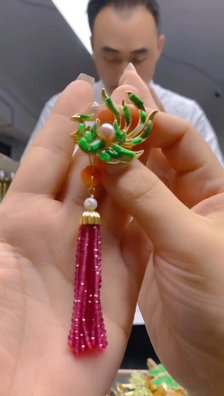 【闪购商品】翡翠耳饰合金240翡翠胸针