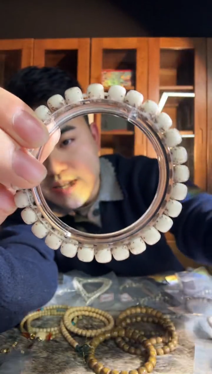 手串星月菩提石玉料灰背河豚卡8老型单圈