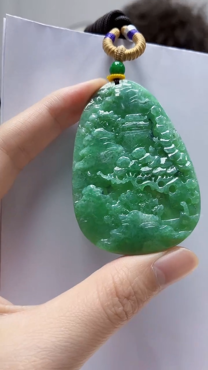 未镶嵌定制翡翠4688zm-毛货挂件山水37