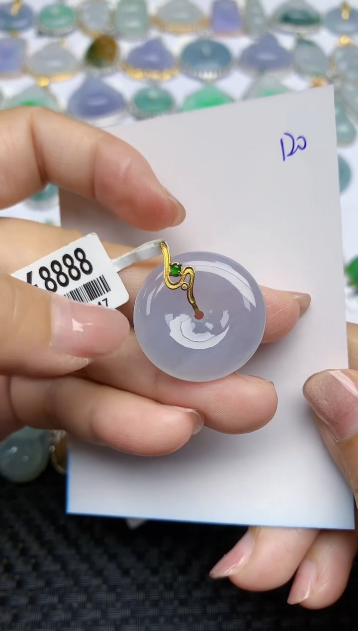 【闪购商品】翡翠颈饰18K金镶嵌天然A货翡翠 120