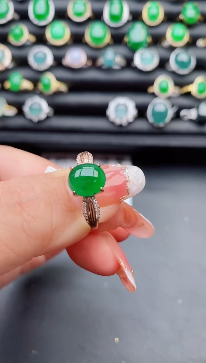 【闪购商品】翡翠戒指银S925镶嵌058080