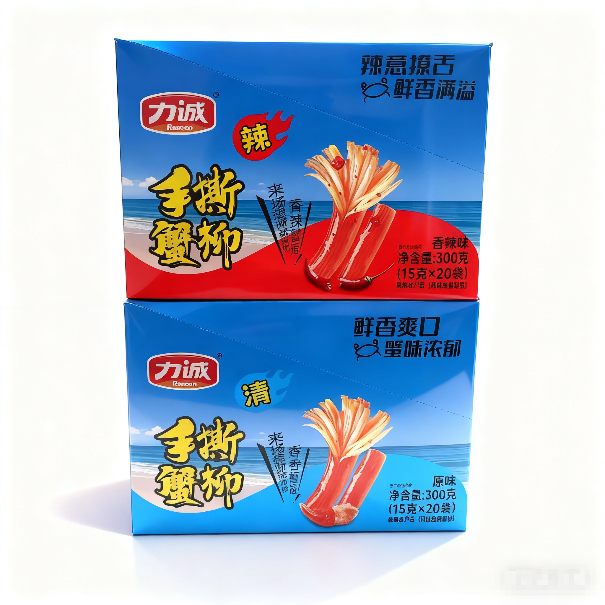 力诚蟹柳即食海鲜蟹味棒手撕蟹柳棒原味香辣味1盒/2盒