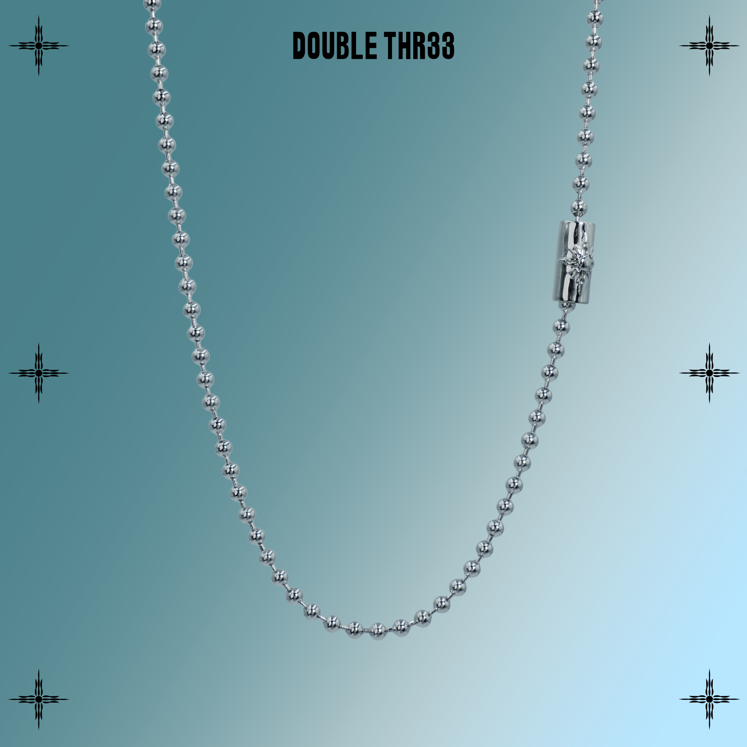 DOUBLE THR33 链子925银 太阳圆珠链（3mm） 手工925银项链