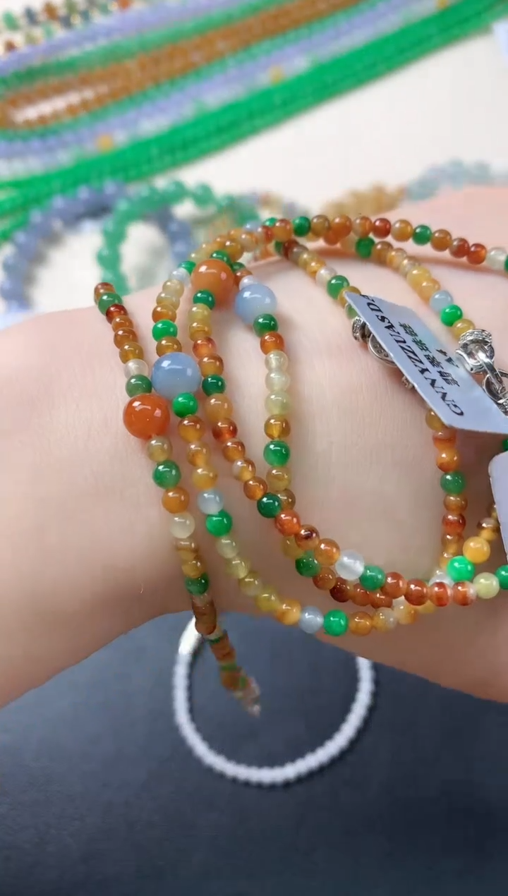 未镶嵌手串翡翠多样性发其一D128|940