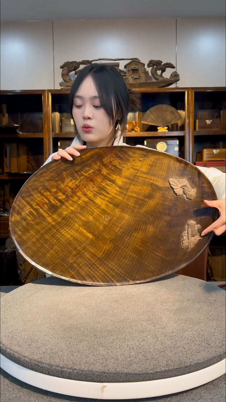 【闪购商品】金丝楠木雕水波茶盘