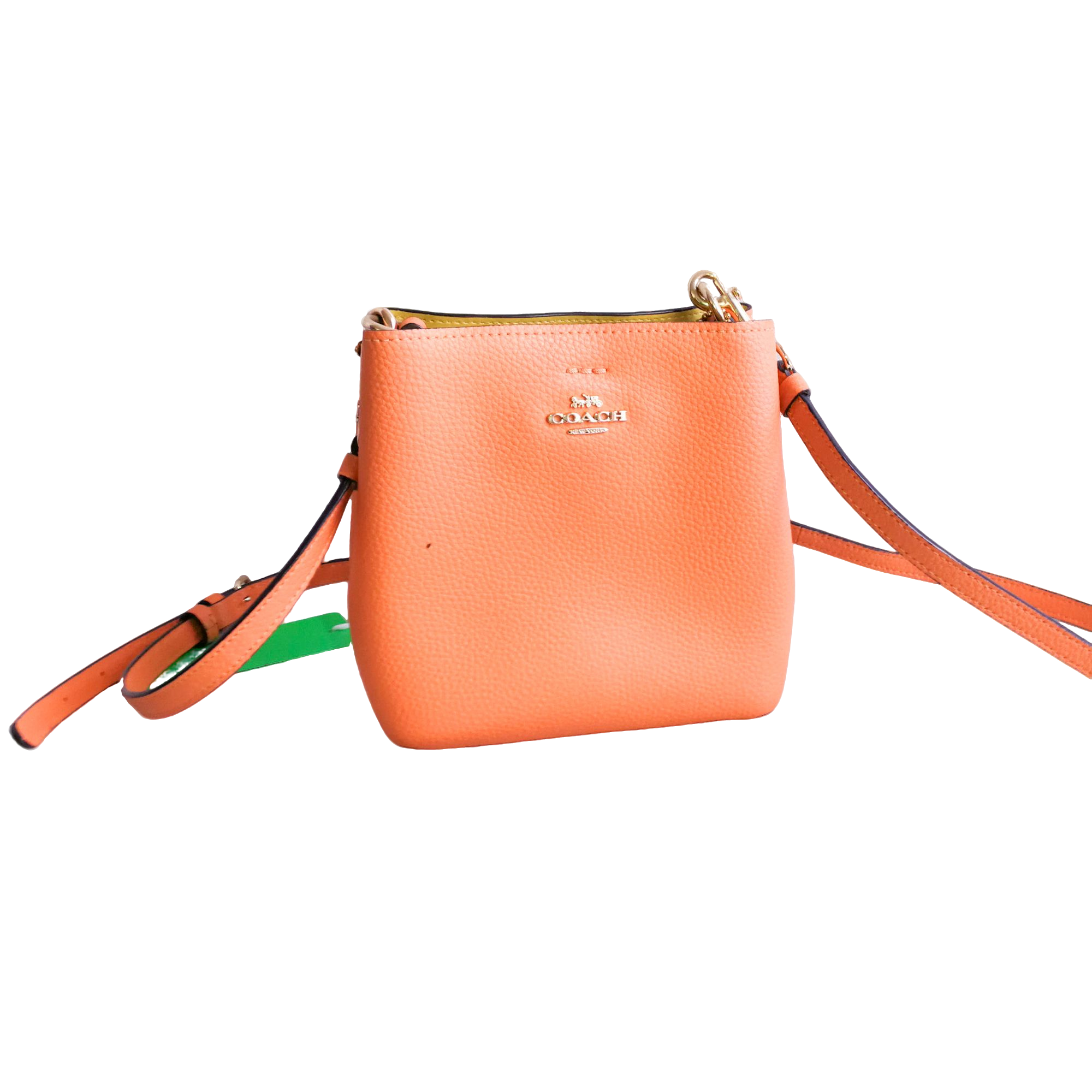 95新 COACH/蔻驰 coach 橙色迷你水桶包 121902