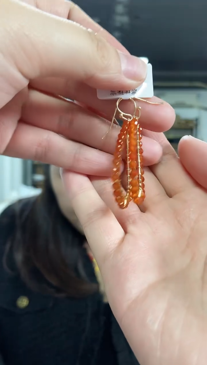 【闪购商品】石榴石（芬达石）耳饰未镶嵌多样性发其一颜色微差