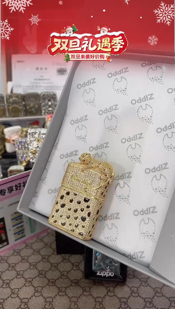 铜满钻金钱豹zippo