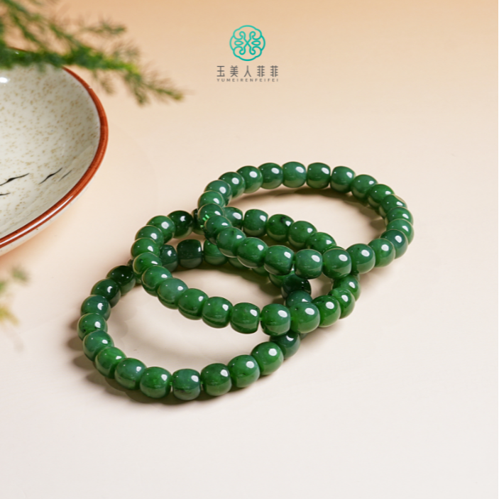 石惑珠宝！和田玉单圈老型珠手串约8*9mm-多样性发一