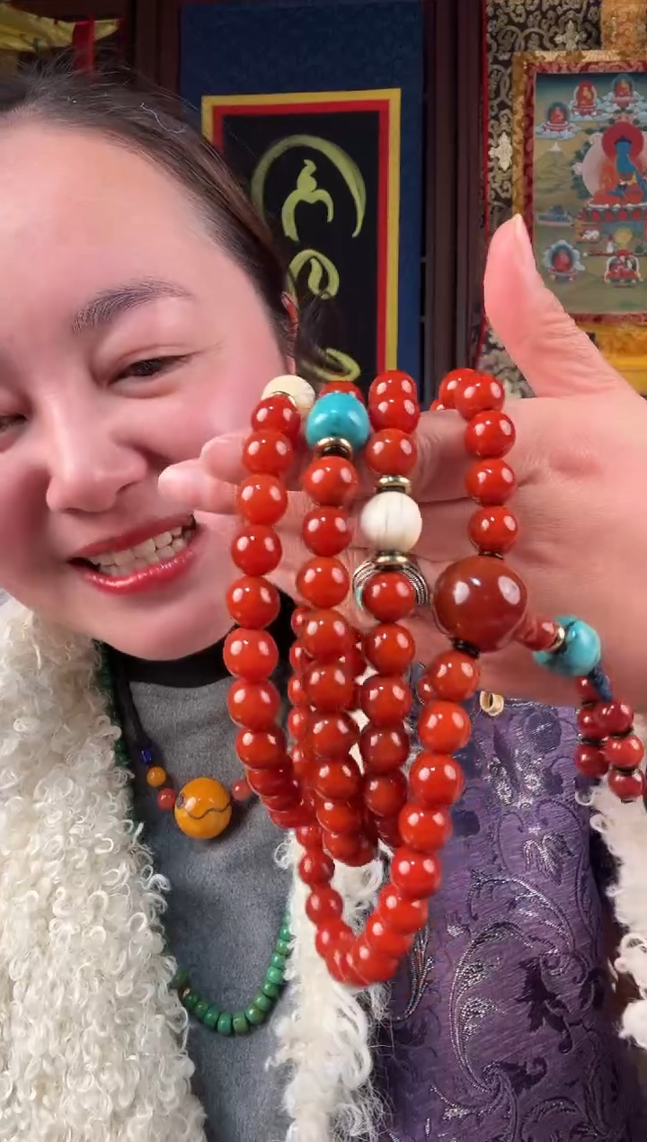 无非金属藏地红色古珠