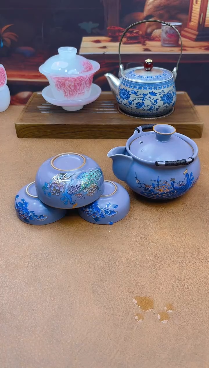 陶瓷茶具摆件旅行套组