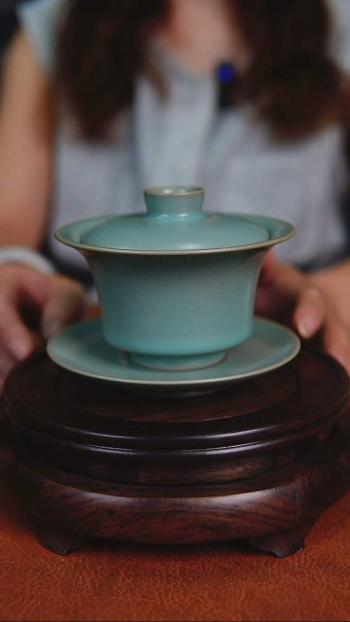 盖碗原产地原矿釉汝瓷