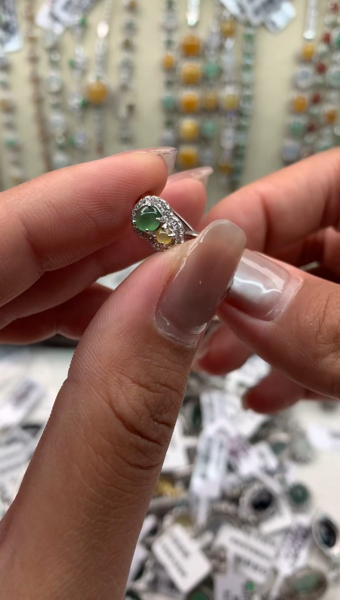 翡翠银S925镶嵌吊坠(不含链)耳饰