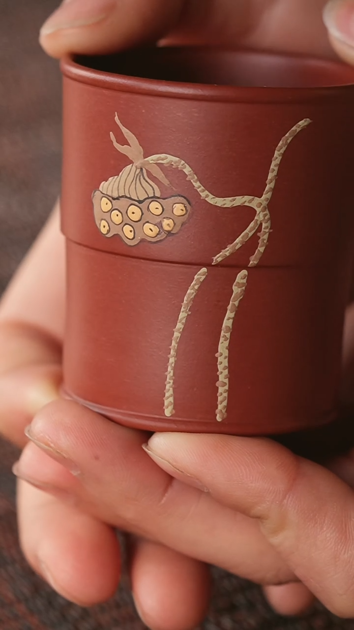 【闪购商品】紫砂茶杯 莲蓬 竹节主人杯 朱泥