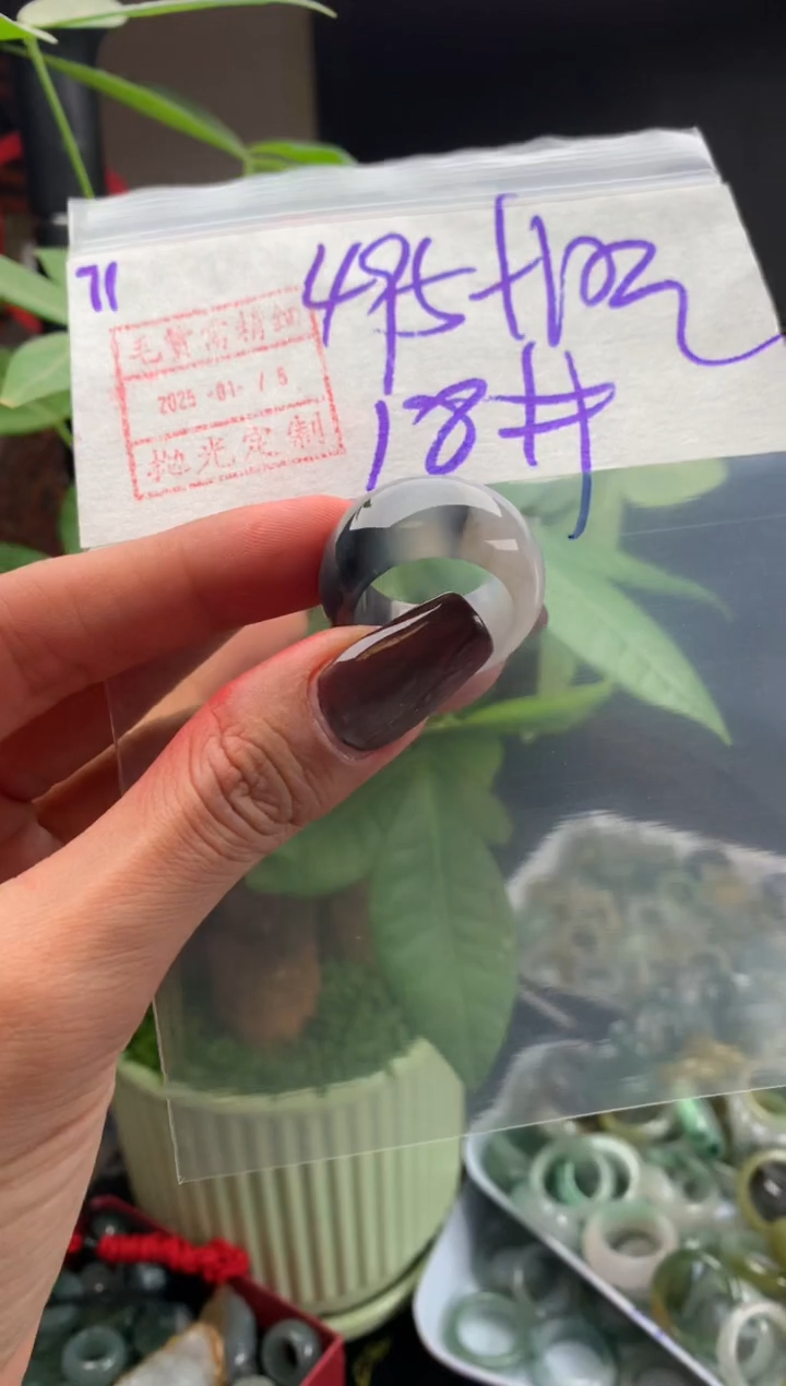 【闪购商品】定制翡翠未镶嵌71戒圈18*505元毛货需精细抛光