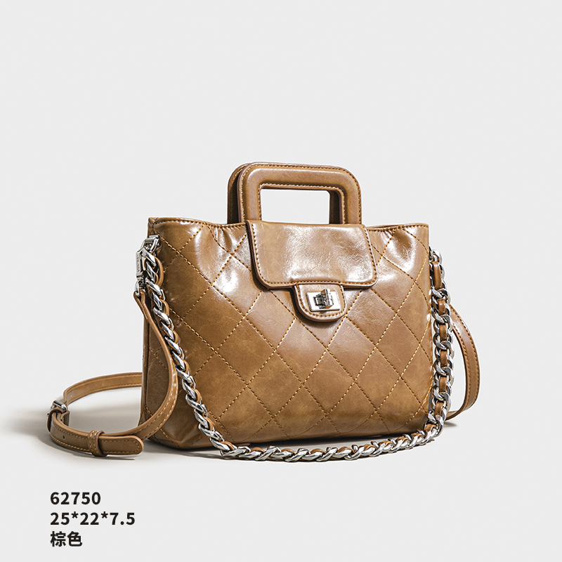 【Yì CHEN】SK-62750-棕色 时尚女士新款手提单肩斜挎包轻奢