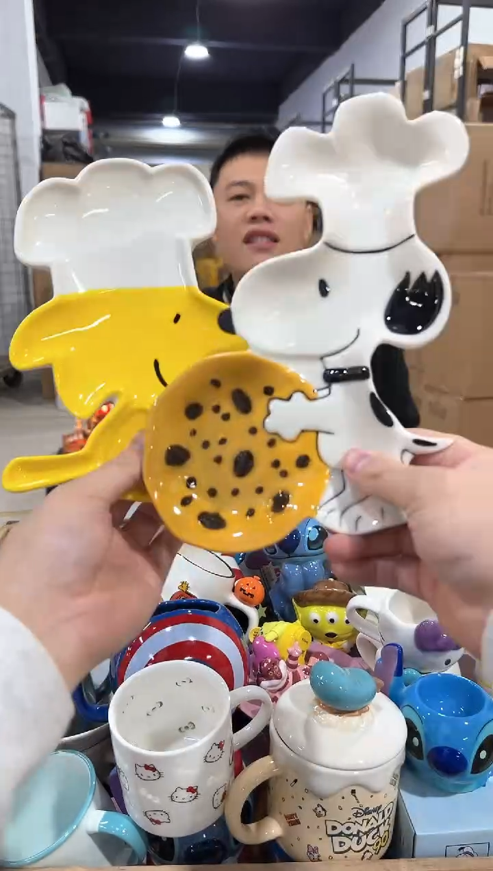 瓷片史努比小黄鸡餐盘2件套