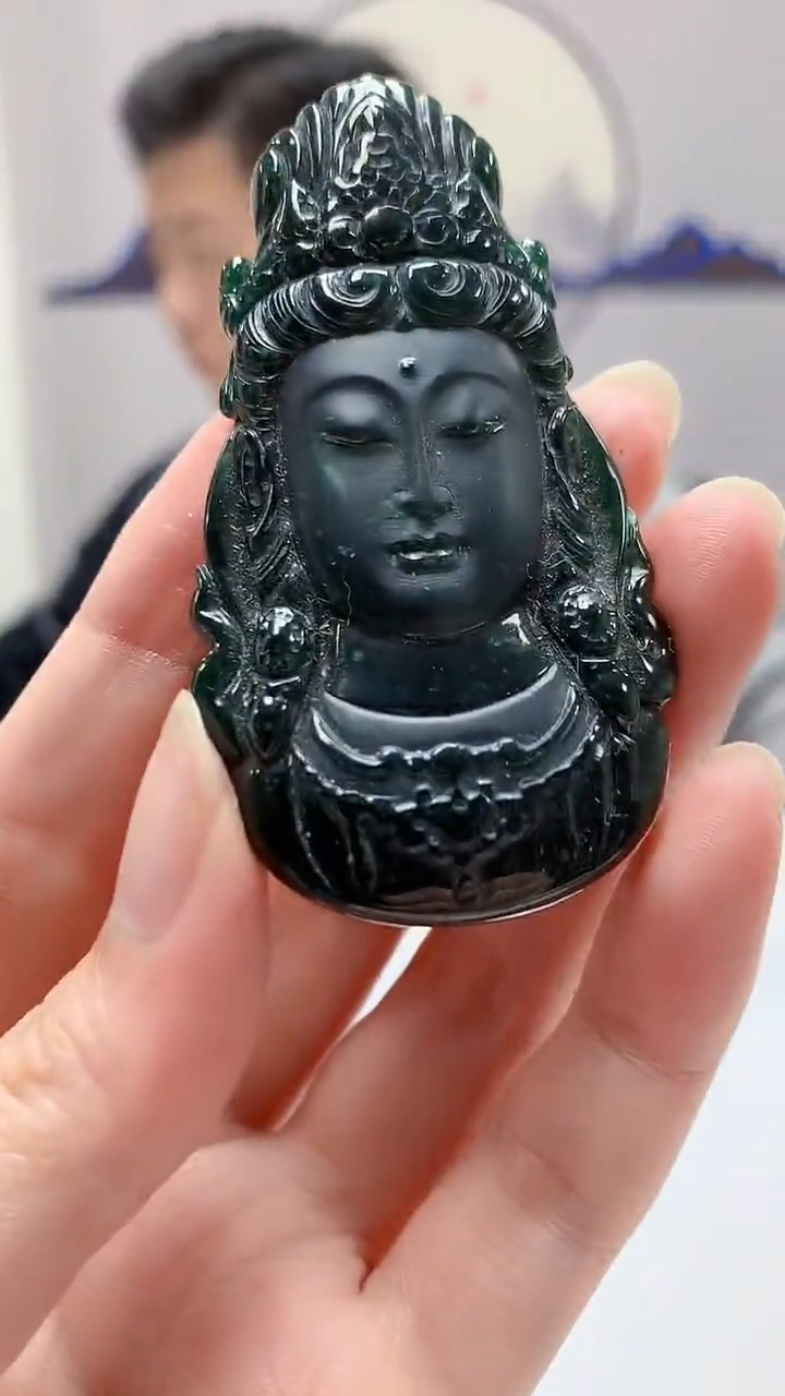 【闪购商品】定制翡翠未镶嵌4917zm-毛货挂件140观音