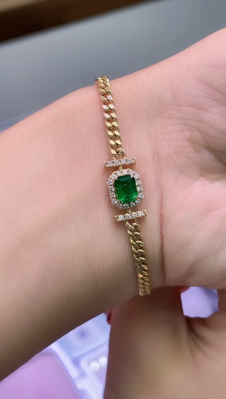 【闪购商品】祖母绿手链18K金镶嵌0.80克拉