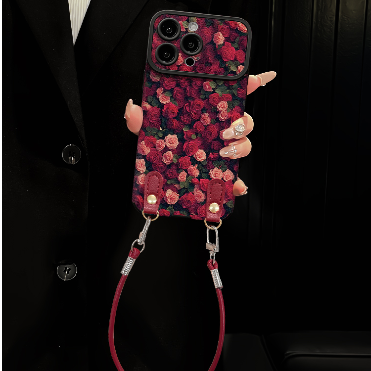 满屏玫瑰适用苹果vivo华为oppo小米iPhone16pro大视窗贴皮手机壳