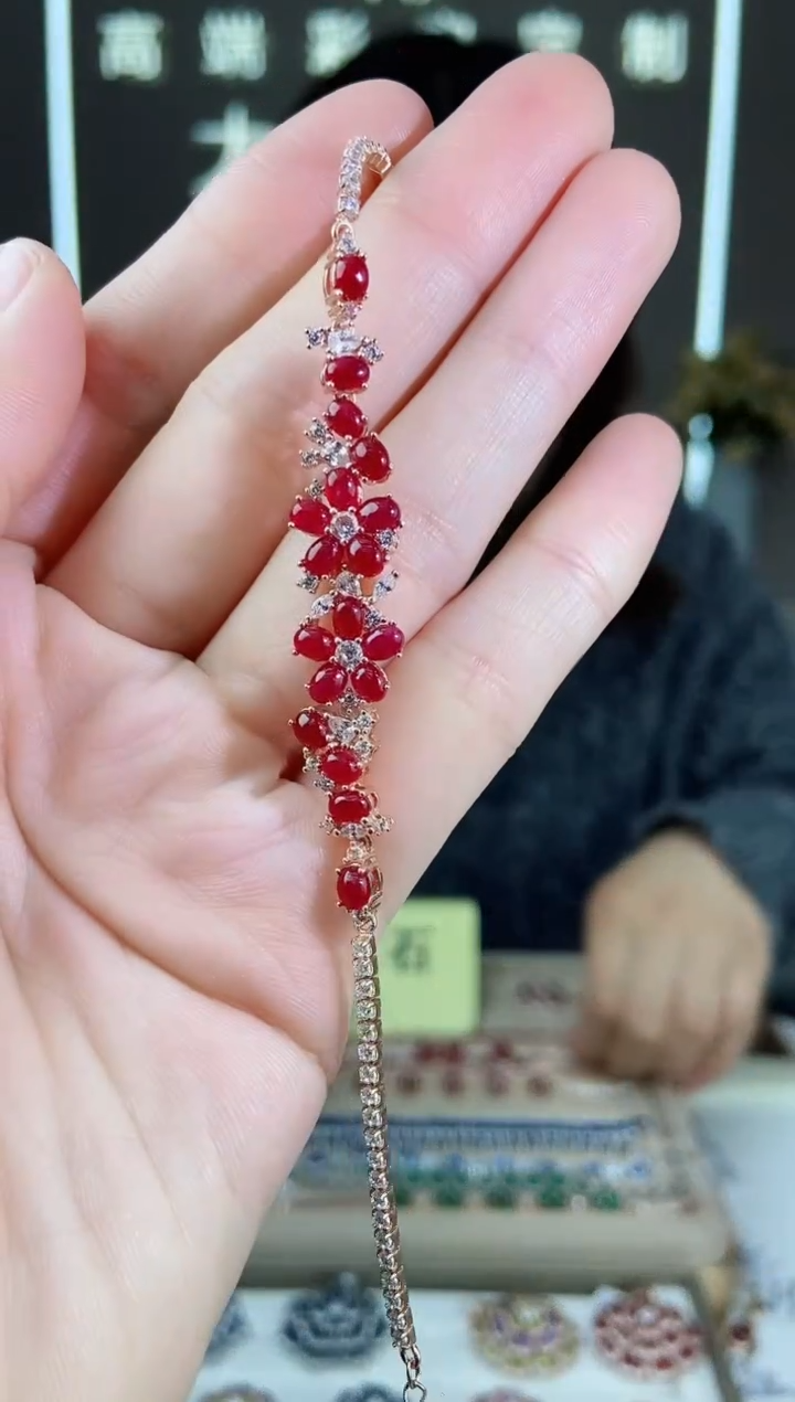 【闪购商品】红宝石手链银S925镶嵌手链