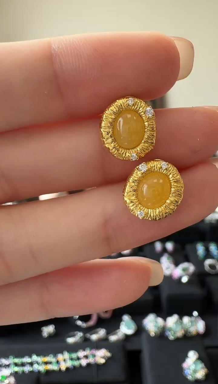 银S925镶嵌翡翠耳饰耳饰