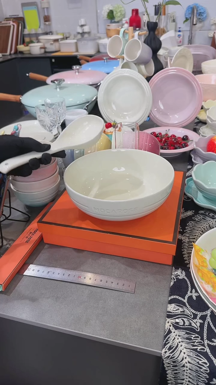 【闪购商品】瓷奶油白-大汤碗汤勺组合装