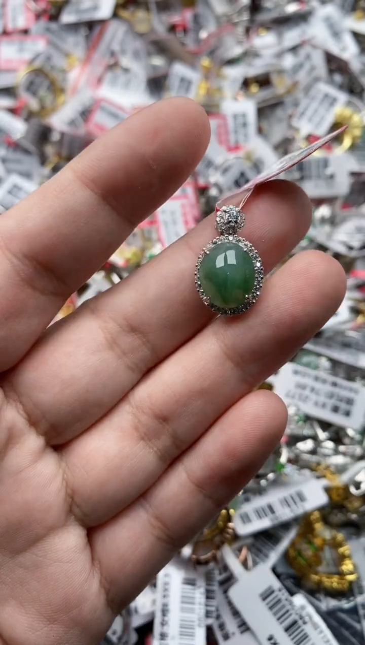 【闪购商品】翡翠戒指银S925镶嵌6666---4