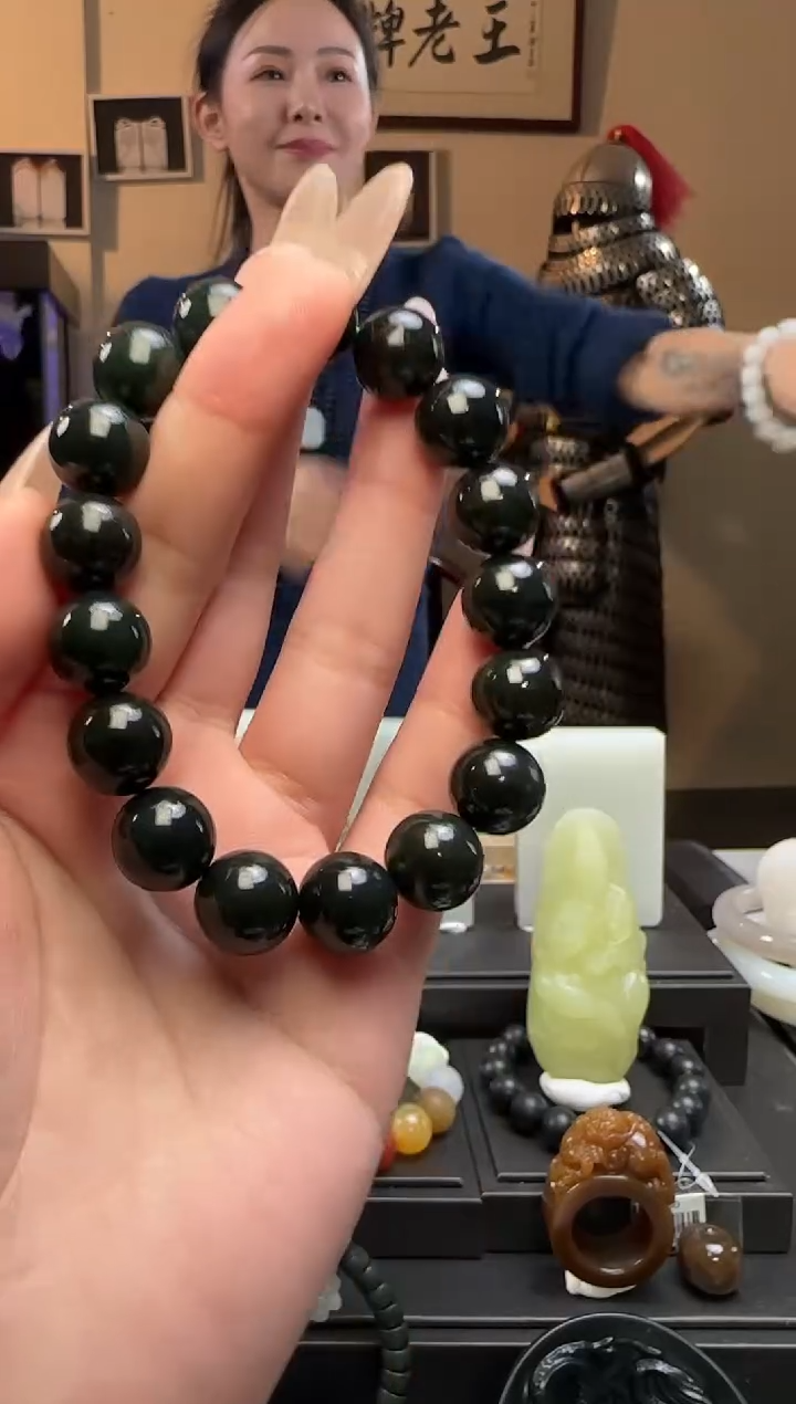 【闪购商品】和田玉青玉圆珠未镶嵌手串