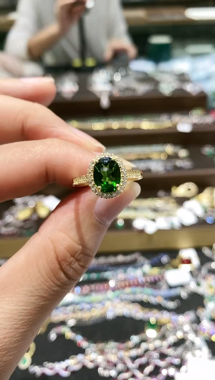 【闪购商品】透辉石戒指银S925镶嵌戒指