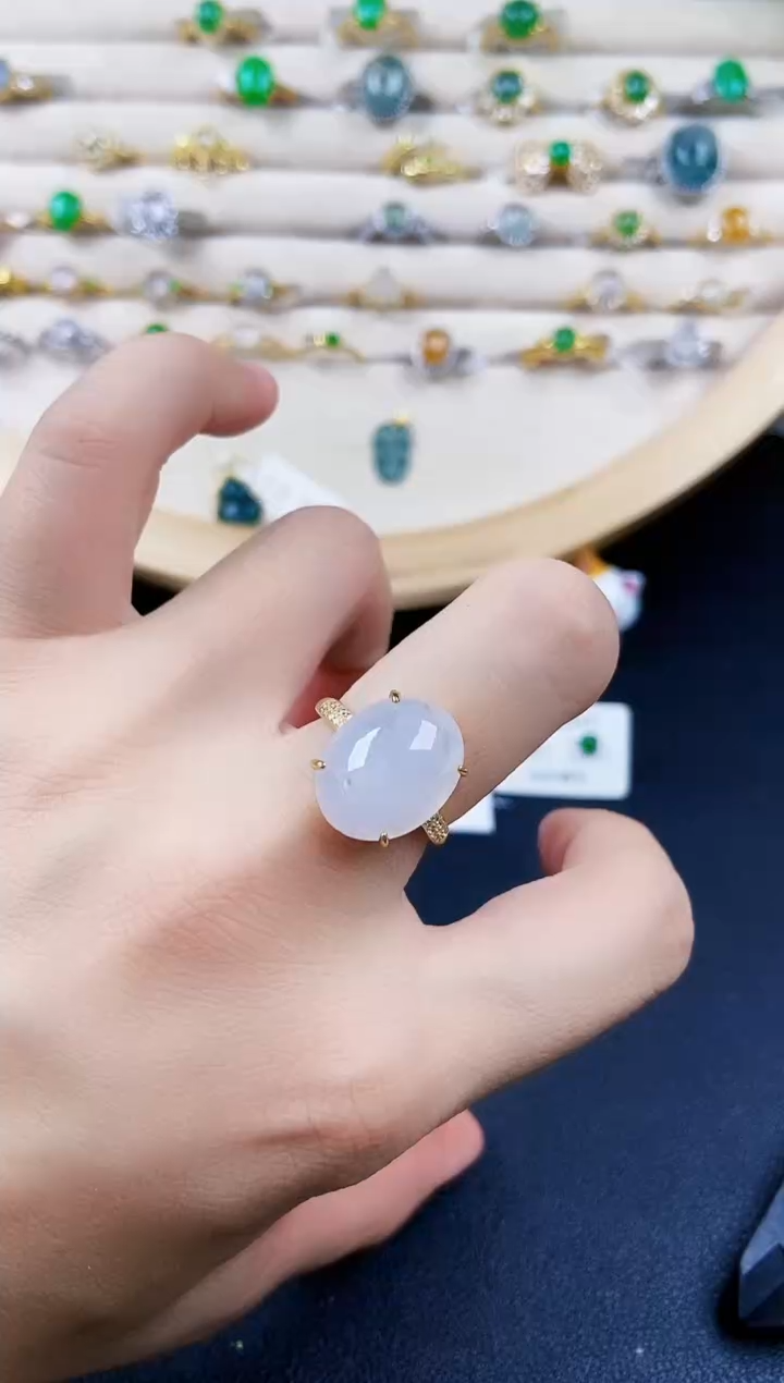 翡翠戒指银S925镶嵌456564