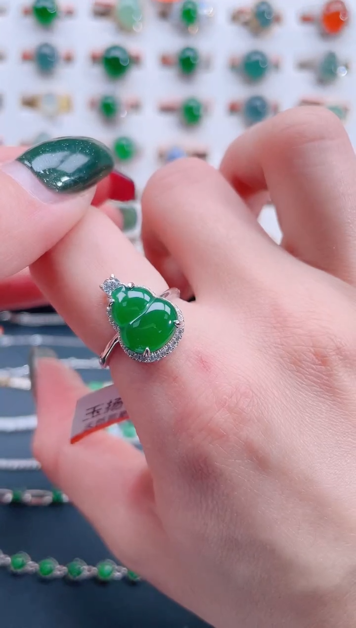 银S925镶嵌戒指翡翠天然翡翠