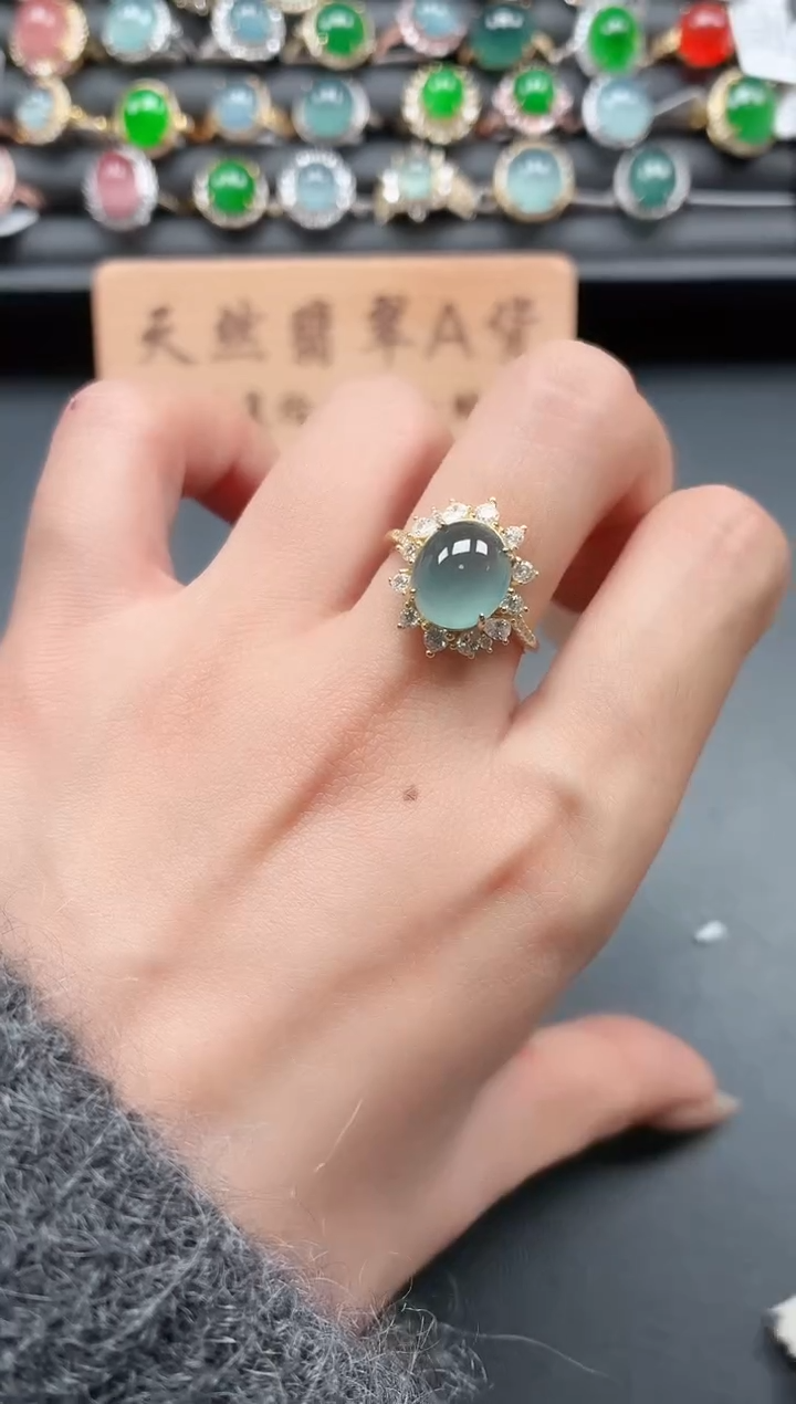 银S925镶嵌戒指翡翠111