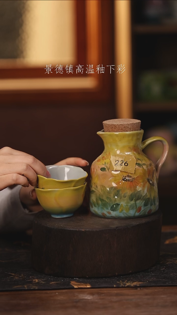 陶瓷 景德镇高温釉下手绘陶瓷@L226@