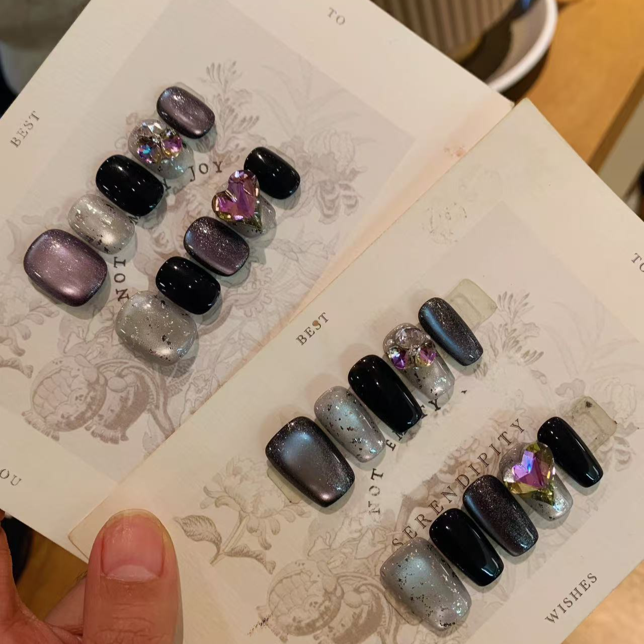 倪克斯神谕丨施华洛高级美甲猫眼纯手工穿戴甲扁平甲猫眼穿戴甲